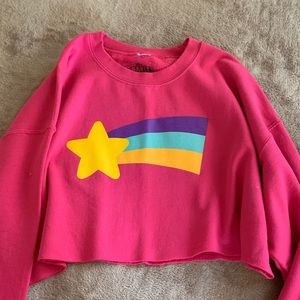 Gravity Falls Cropped Pink Fleece Sweatshirt